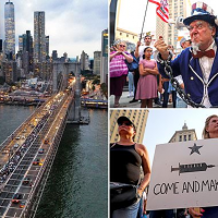 NYC teachers protest mandatory vaccinations on Brooklyn Bridge march