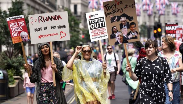 Cost of living protesters march on Parliament Square