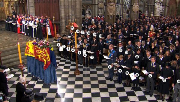 Queen’s funeral seats explained – Harry behind Charles while Kate is off to side