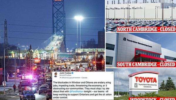 Toyota halts three Canada plants for week due to trucker protest