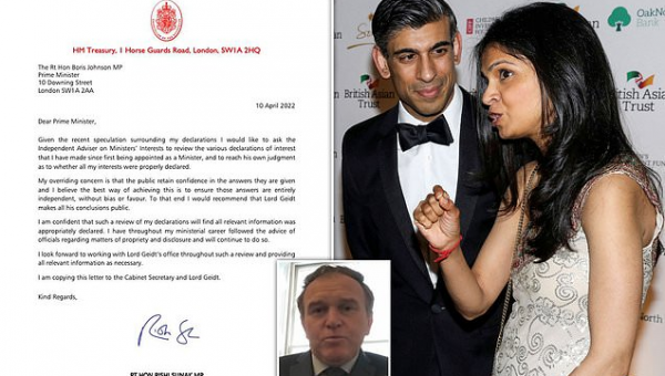 Rishi puts his fate in the hands of sleaze watchdog who cleared Boris