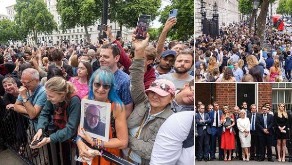 Woman whose father died of Covid among crowds outside Downing Street