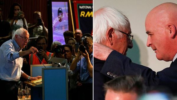 Hard-left US senator Bernie Sanders rants about class war at RMT rally