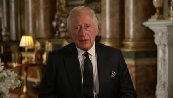 King Charles III chokes up during historic first address