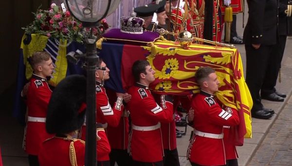 Royals gather for solemn walk behind Queen’s coffin