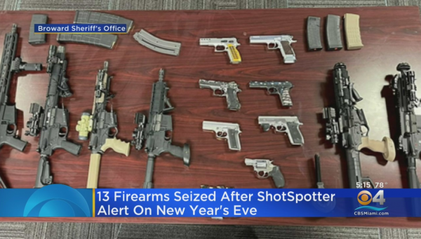 ShotSpotter Alert Leads To Arrest, 13 Weapons Seized On New Year’s Eve In Central Broward