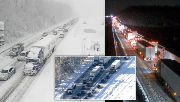 US snowstorm leaves people trapped ‘for more than 20 hours’ in traffic