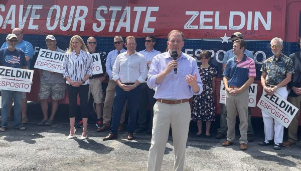 One day after campaign trail attack, Lee Zeldin talks tough on crime in CNY stop