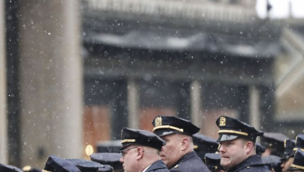 Slain NYPD officer Wilbert Mora’s wake held at St. Patrick’s Cathedral