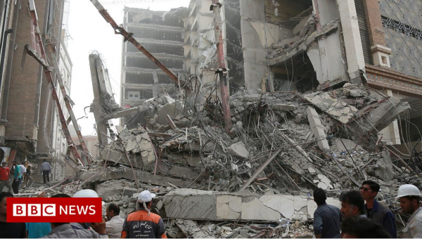 10-storey building in ruins after collapse in Iran