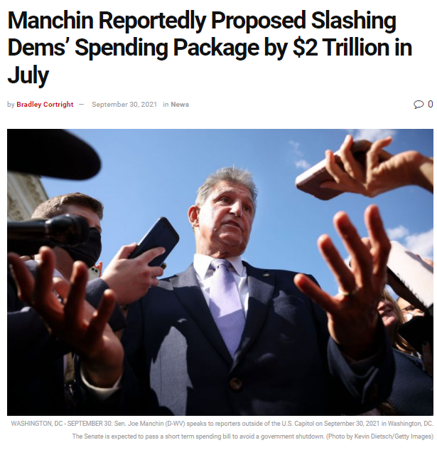 Sen. Joe Manchin speaks to reporters outside the US Capitol, gesturing with his hands, surrounded by microphones and cameras.