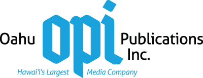 Oahu Publications Inc. logo with the tagline "Hawaii’s Largest Media Company" in blue and black text.