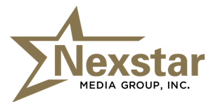 Nexstar Media Group, Inc. logo featuring a stylized gold star to the left of the company name in bold letters.