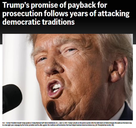 Close-up of former President Donald Trump speaking at an event, with his mouth open and face contorted mid-sentence.