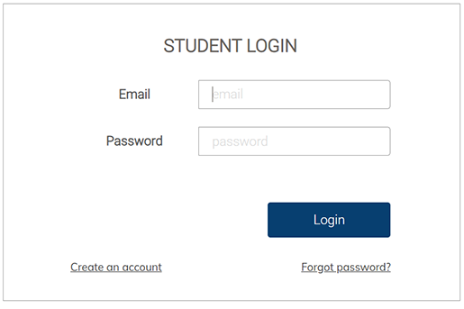 Student login page with fields for email and password, a blue "Login" button, and links for creating an account or recovering a forgotten password—ideal for accessing Biasly's media analysis tools and expert insights.