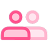 Icon of two stylized, overlapping pink figures, suggesting a group or users, on a white background.